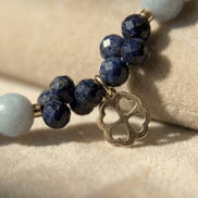 Colier din Lapis Lazuli și Acvamarin cu Pandantiv Trifoi - OK Lux. All rights reserved. - Necklaces - 