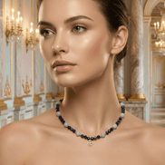 Colier din Lapis Lazuli și Acvamarin cu Pandantiv Trifoi - OK Lux. All rights reserved. - Necklaces - 