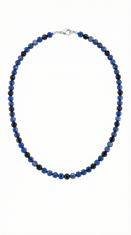 Colier din lapis lazuli si onix fatetat de 4 mm - OK Lux. All rights reserved. - Necklaces - 