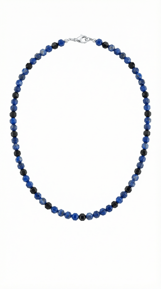Colier din lapis lazuli si onix fatetat de 4 mm - OK Lux. All rights reserved. - Necklaces - 