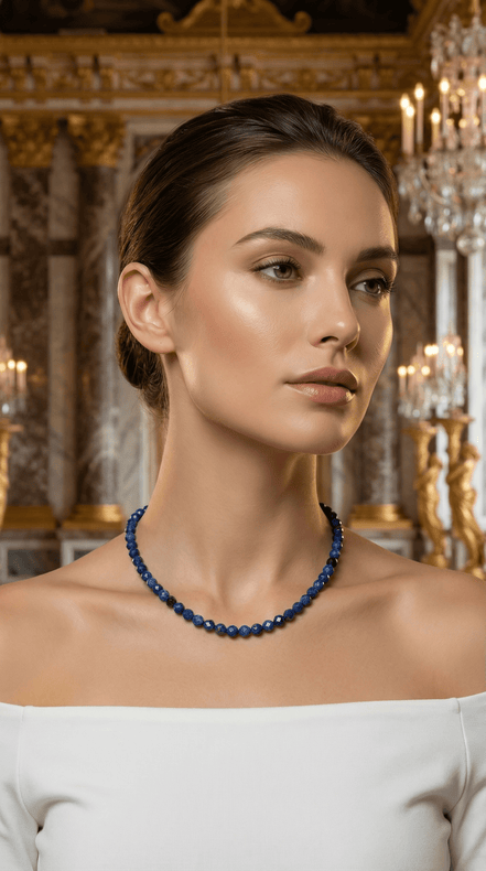 Colier din lapis lazuli si onix fatetat de 4 mm - OK Lux. All rights reserved. - Necklaces - 