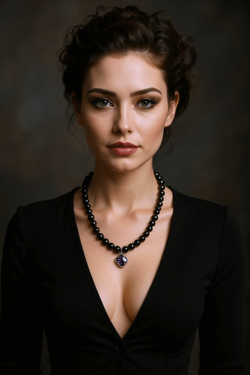 Colier din Onix Fațetat cu Pandantiv Inimă din Oțel Inoxidabil - OK Lux. All rights reserved. - Necklaces - 