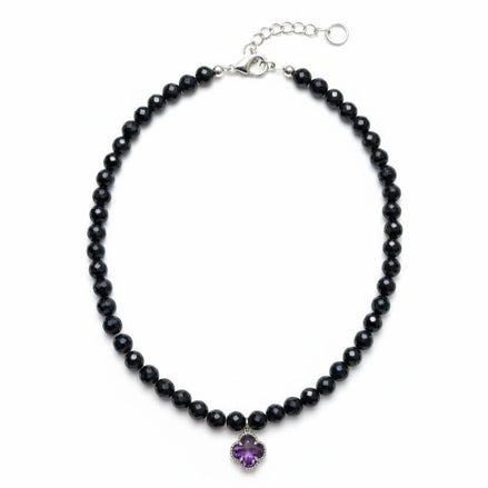 Colier din Onix Fațetat cu Pandantiv Trifoi cu 4 Foi din Oțel Inoxidabil - OK Lux. All rights reserved. - Necklaces - 