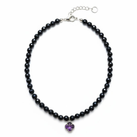 Colier din Onix Fațetat cu Pandantiv Trifoi cu 4 Foi din Oțel Inoxidabil - OK Lux. All rights reserved. - Necklaces - 