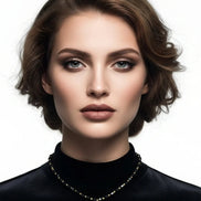 Colier din Onix Fațetat de 8mm cu Despărțitoare Aurii și Pandantiv Frunză de Sidef - OK Lux. All rights reserved. - Necklaces - 