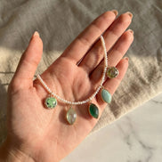 Colier din Perle cu Pandantive din Pietre Semiprețioase – Handmade - OK Lux. All rights reserved. - Bijuterii - 