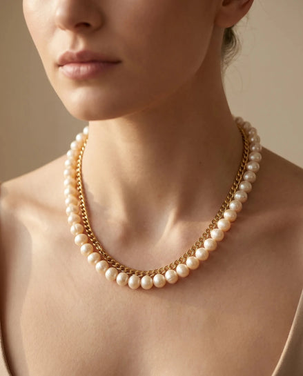 Colier din Perle Ivoire de 10 mm cu Închizătoare din Argint – Handmade - OK Lux. All rights reserved. - Bijuterii - 