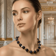 Colier din Piatra Soarelui Albastră și Hematit Auriu – Colecția Midnight - OK Lux. All rights reserved. - Necklaces - 