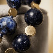 Colier din Piatra Soarelui Albastră și Hematit Auriu – Colecția Midnight - OK Lux. All rights reserved. - Necklaces - 