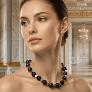 Colier din Piatra Soarelui Albastră și Hematit Auriu – Colecția Midnight - OK Lux. All rights reserved. - Necklaces - 