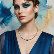 Colier din Pietre Semiprețioase de Amazonit și Hematit cu Pandantiv Mărgea Japoneză Emailată - OK Lux. All rights reserved. - Necklaces - 