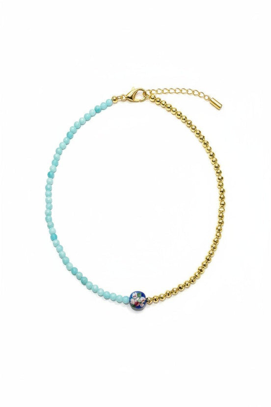 Colier din Pietre Semiprețioase de Amazonit și Hematit cu Pandantiv Mărgea Japoneză Emailată - OK Lux. All rights reserved. - Necklaces - 