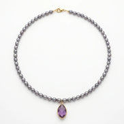 Colier Handmade din Perle Naturale cu Pandantiv din Ametist - OK Lux. All rights reserved. - Bijuterii - 