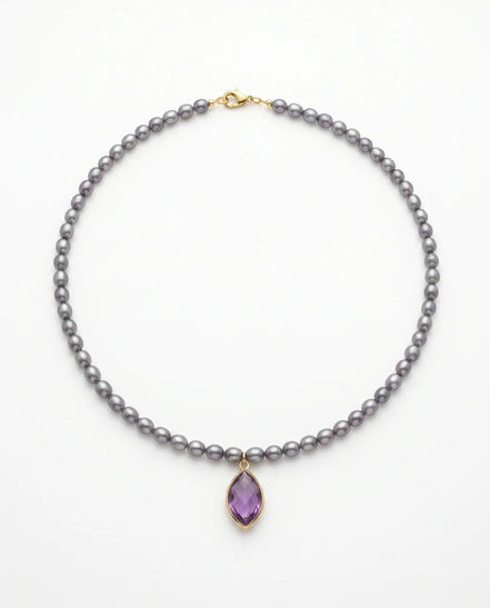 Colier Handmade din Perle Naturale cu Pandantiv din Ametist - OK Lux. All rights reserved. - Bijuterii - 