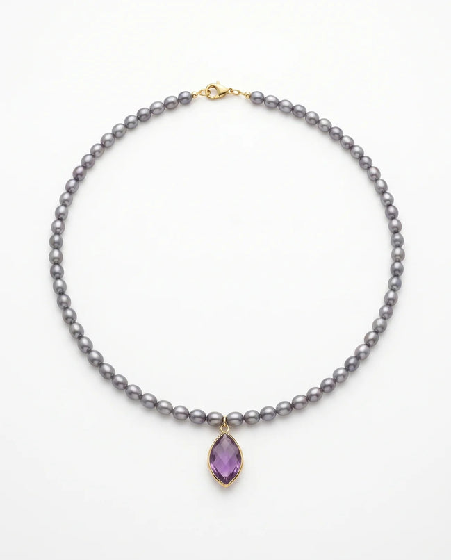 Colier Handmade din Perle Naturale cu Pandantiv din Ametist - OK Lux. All rights reserved. - Bijuterii - 