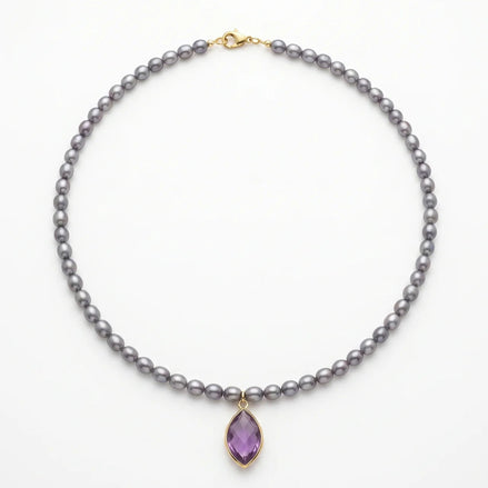 Colier Handmade din Perle Naturale cu Pandantiv din Ametist - OK Lux. All rights reserved. - Bijuterii - 