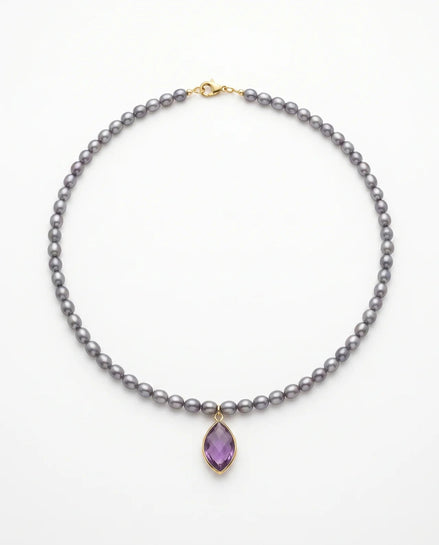 Colier Handmade din Perle Naturale cu Pandantiv din Ametist - OK Lux. All rights reserved. - Bijuterii - 