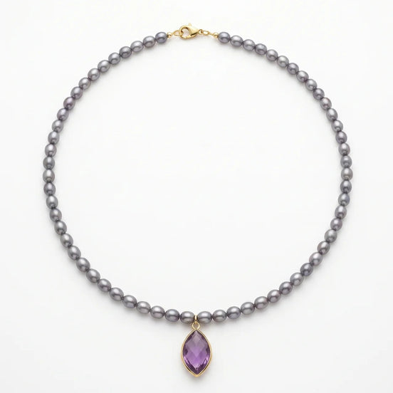 Colier Handmade din Perle Naturale cu Pandantiv din Ametist - OK Lux. All rights reserved. - Bijuterii - 