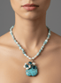 Colier Larimar cu Perle de Cultură și Turcoaze - Bijuterie Statement Handmade - OK Lux. All rights reserved. - Coliere - 
