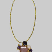 Colier Multicolor cu Hematit Auriu, Kunzit, Perle și Ametist - Bijuterie Statement - OK Lux. All rights reserved. - Coliere - 