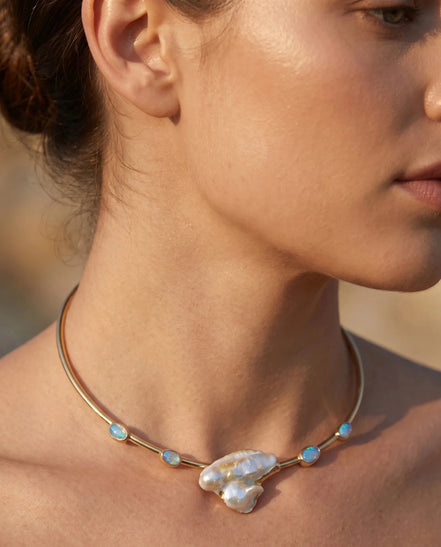 Colier Pearl Choker – Oțel placat Aur 24K - OK Lux. All rights reserved. - Necklaces - 
