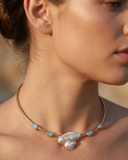 Colier Pearl Choker – Oțel placat Aur 24K - OK Lux. All rights reserved. - Necklaces - 