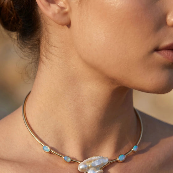 Colier Pearl Choker – Oțel placat Aur 24K - OK Lux. All rights reserved. - Necklaces - 