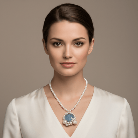 Colier Perle de Cultură AAA cu Aquamarin și Perle Baroc - Bijuterie Premium - OK Lux. All rights reserved. - Coliere - 