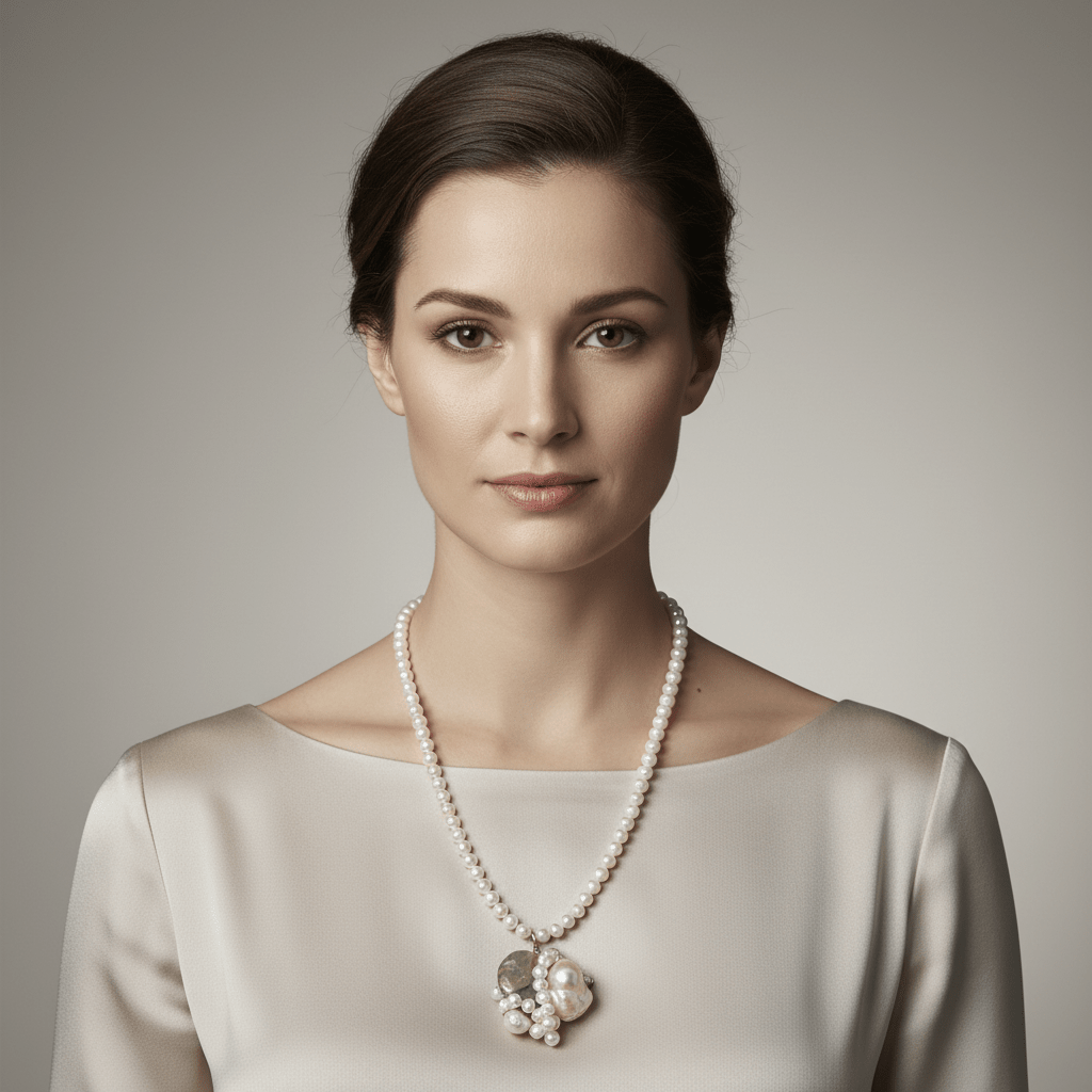 Colier Perle de Cultură AAA cu Phrenit și Perlă Baroc - Bijuterie Premium Argint - OK Lux. All rights reserved. - Coliere - 