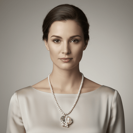 Colier Perle de Cultură AAA cu Phrenit și Perlă Baroc - Bijuterie Premium Argint - OK Lux. All rights reserved. - Coliere - 