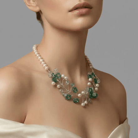 Colier Perle de Cultură cu Fluorit - Bijuterie Handmade din Argint - OK Lux. All rights reserved. - Bijuterii - 