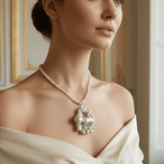 Colier din perle de cultură cu pandantiv baroc unicat și închizătoare argint 925