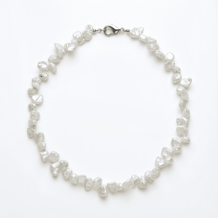 Colier Perle de Cultură Neregulate 8 - 9mm, 45cm cu Argint 925 - Bijuterie Handmade Laura Stoica - OK Lux. All rights reserved. - Necklaces - 