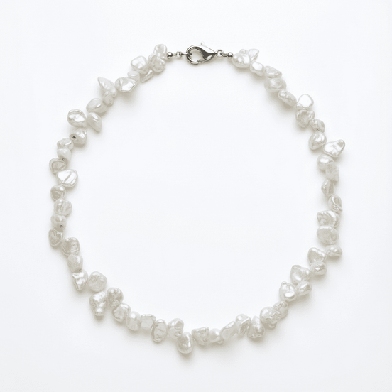 Colier Perle de Cultură Neregulate 8 - 9mm, 45cm cu Argint 925 - Bijuterie Handmade Laura Stoica - OK Lux. All rights reserved. - Necklaces - 