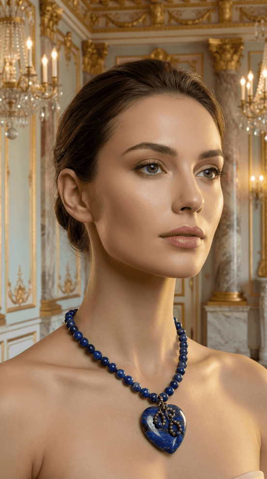 Colier "Royal Truth" – Lapis Lazuli Natural și Inimă Sculptată - OK Lux. All rights reserved. - Necklaces - 