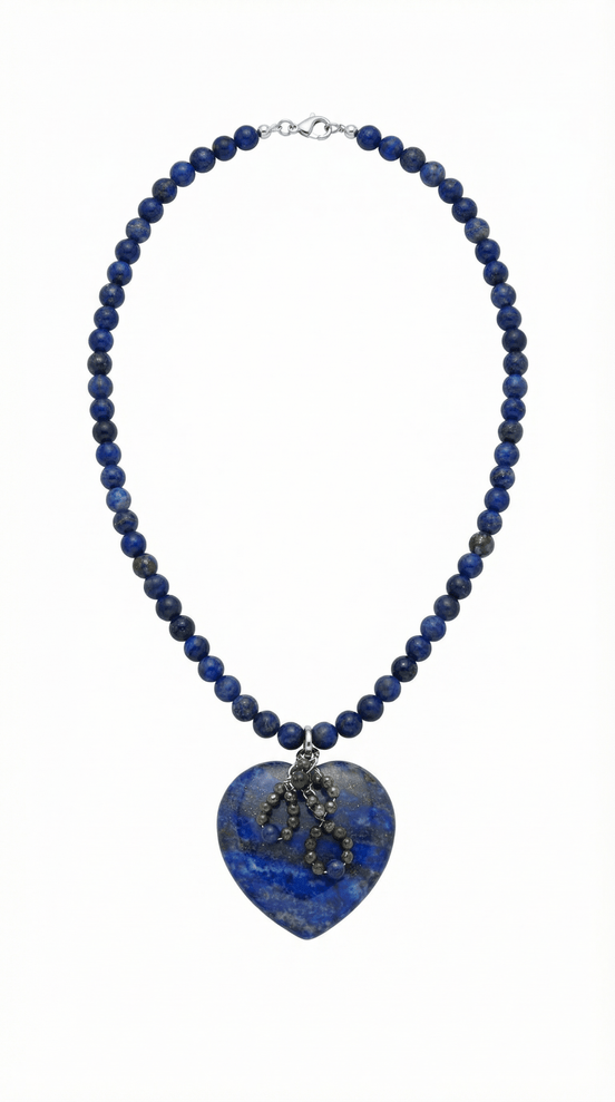 Colier "Royal Truth" – Lapis Lazuli Natural și Inimă Sculptată - OK Lux. All rights reserved. - Necklaces - 