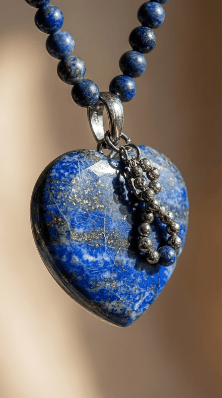 Colier "Royal Truth" – Lapis Lazuli Natural și Inimă Sculptată - OK Lux. All rights reserved. - Necklaces - 