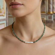 Colier Smarald Fatetat și Perlă Baroc cu Argint 925 - Bijuterie Handmade Laura Stoica - OK Lux. All rights reserved. - Necklaces - 