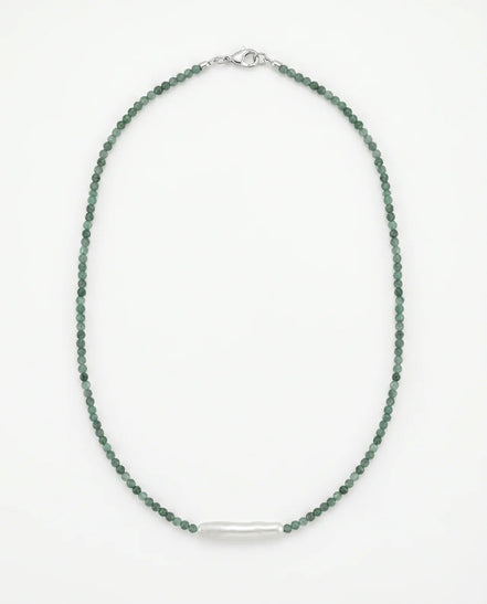 Colier Smarald Fatetat și Perlă Baroc cu Argint 925 - Bijuterie Handmade Laura Stoica - OK Lux. All rights reserved. - Necklaces - 