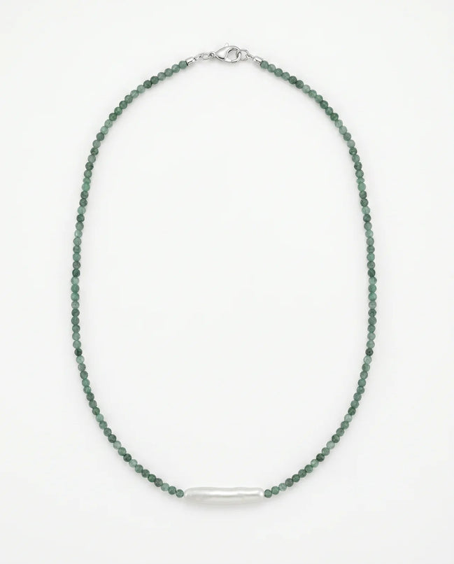 Colier Smarald Fatetat și Perlă Baroc cu Argint 925 - Bijuterie Handmade Laura Stoica - OK Lux. All rights reserved. - Necklaces - 