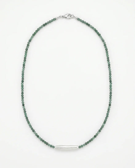 Colier Smarald Fatetat și Perlă Baroc cu Argint 925 - Bijuterie Handmade Laura Stoica - OK Lux. All rights reserved. - Necklaces - 