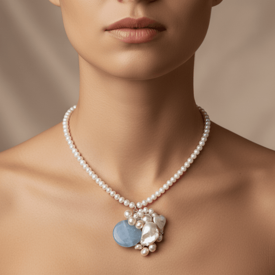 Colier Statement cu Perle Naturale și Pietre Semiprețioase - Unicat - OK Lux. All rights reserved. - Coliere - 