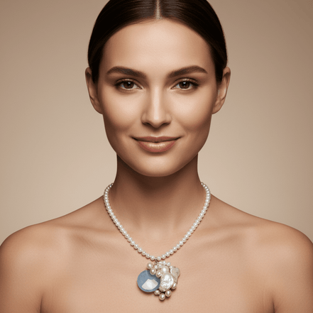 Colier Statement cu Perle Naturale și Pietre Semiprețioase - Unicat - OK Lux. All rights reserved. - Coliere - 