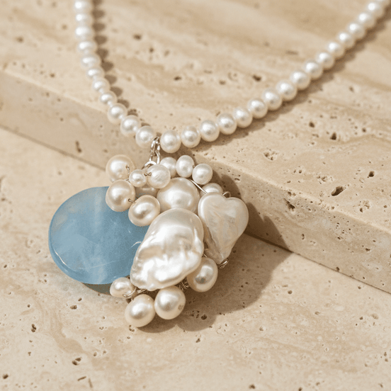 Colier Statement cu Perle Naturale și Pietre Semiprețioase - Unicat - OK Lux. All rights reserved. - Coliere - 