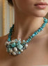 Colier Statement din Turcoaz și Amazonit cu Cluster de Perle Naturale - OK Lux. All rights reserved. - Necklaces - 