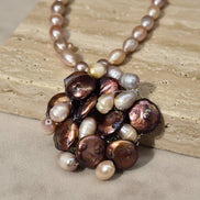 Colier Statement Perle Piersică și Pietre Semiprețioase - Unicat Artizanal - OK Lux. All rights reserved. - Coliere - 