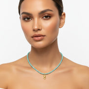 Colier Turcoaz cu Pietre Semiprețioase de Amazonit Fațetat 4mm și Pandantiv - OK Lux. All rights reserved. - Necklaces - 