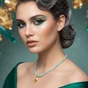 Colier Turcoaz cu Pietre Semiprețioase de Amazonit Fațetat 4mm și Pandantiv - OK Lux. All rights reserved. - Necklaces - 