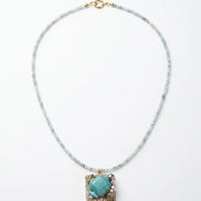 Colier Unicat cu Larimar, Peridot, Acvamarin, Agată și Perle Naturale - OK Lux. All rights reserved. - Bijuterii - 