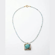 Colier Unicat cu Larimar, Peridot, Acvamarin, Agată și Perle Naturale - OK Lux. All rights reserved. - Bijuterii - 
